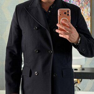 Tiger of Sweden Wool Double Breasted Overcoat (Dark Navy) Large Men